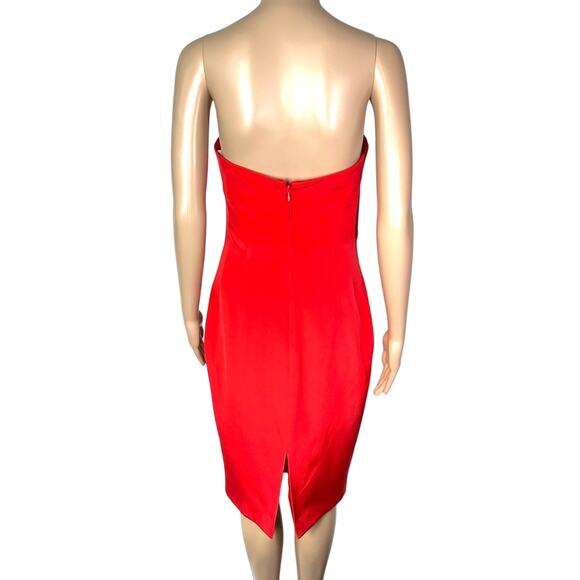 Marchesa Notte Strapless Jeweled Silk Red Cocktail Party Dress - Picture 4 of 14